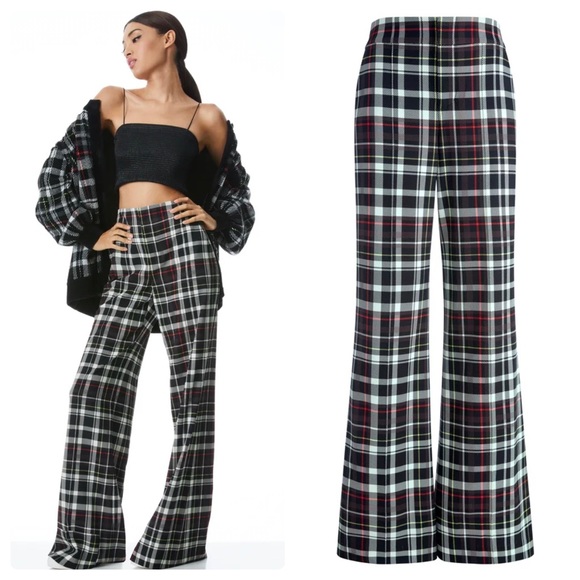 ALICE + OLIVIA Dylan Plaid Wide Leg Pant - Picture 2 of 12